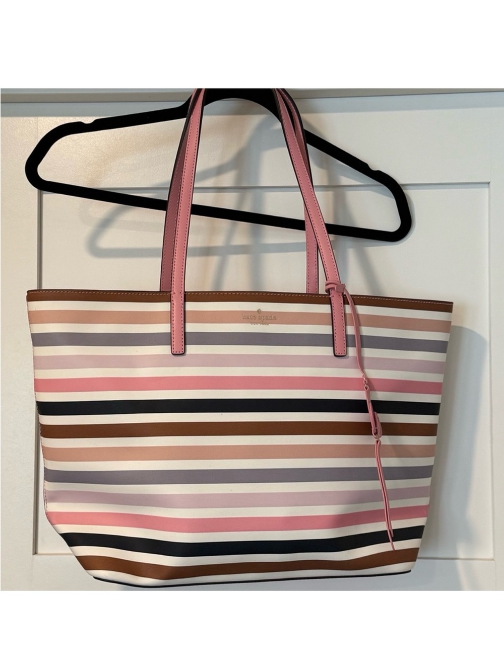 kate spade Pink and Brown Striped Tote
